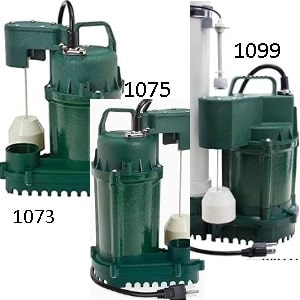 Pictured is the Zoeller Basic Model 1073-0001, 1075-0001, and 1099-0001 They look a lot alike with their cast iron motor housing.